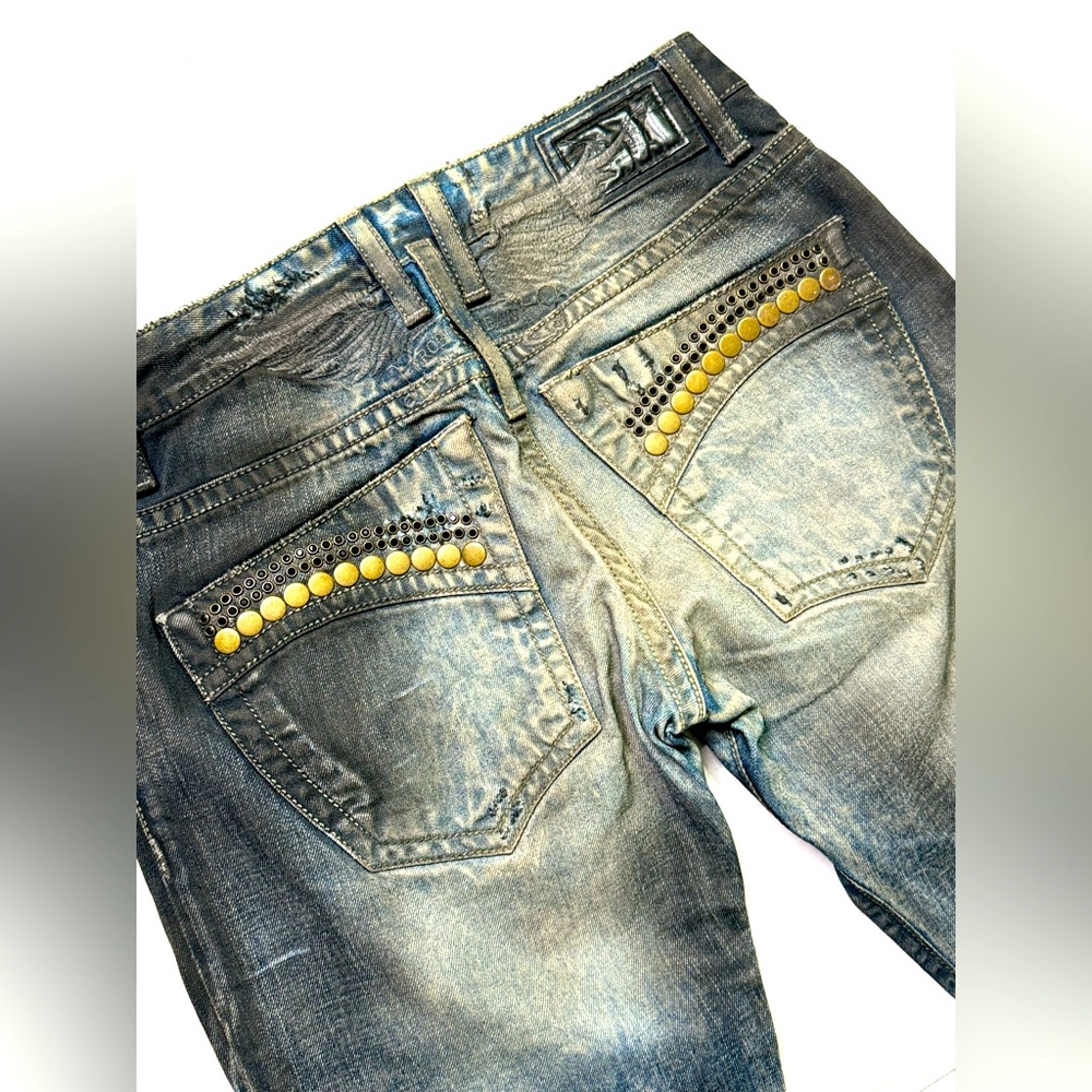 New Men's ROBIN'S JEAN Coated/Studs/Crystals Jeans